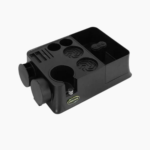 Espresso Tamper Station with Knock Box and Portafilter Holder for Coffee Bar