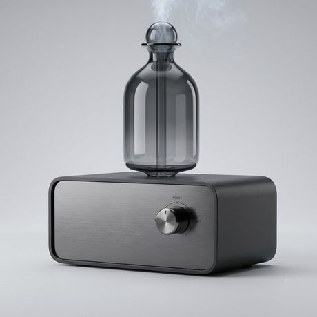 Black Essential Oil Nebulizing Waterless Rechargeable Diffuser Wood and Glass