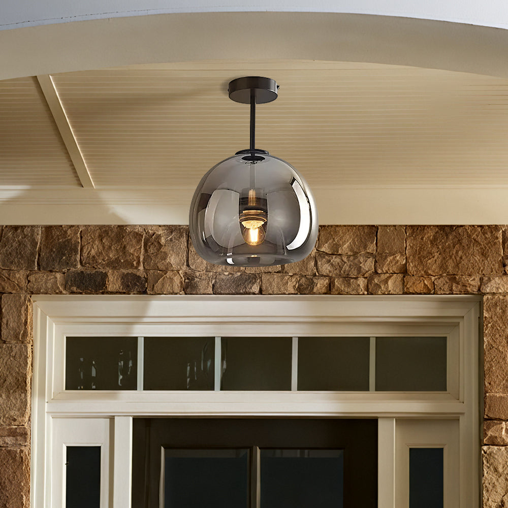 Lampsmodern-UK Retro Copper Glass Ceiling Light Semi-Flush 9.8in