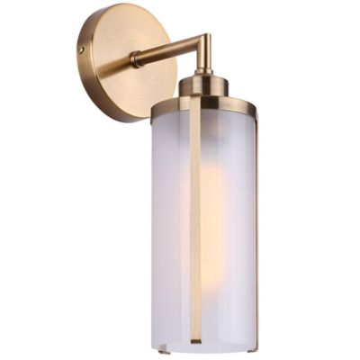 Canarm Daphne Gold Frosted Glass Cylindrical Wall Sconce