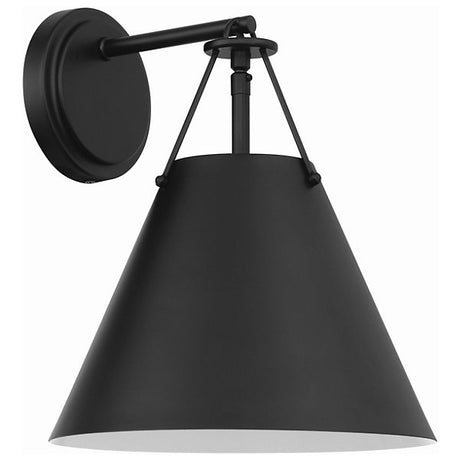Xavier Matte Black Metal Cone Wall Sconce by Crystorama