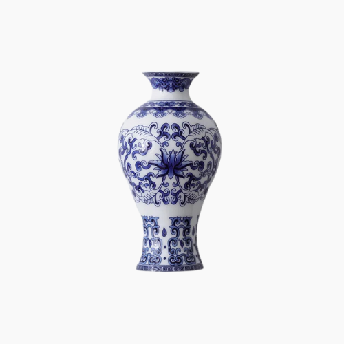 Blue White Ceramic Wall Vase for Lucky Bamboo - Porcelain Decor