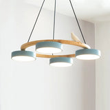 Cadmus Macarons Bird Wood Round Chandelier Modern Fixture