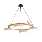 Cadmus Macarons Bird Wood Round Chandelier Modern Fixture