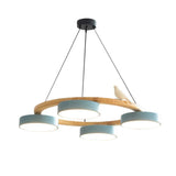Cadmus Macarons Bird Wood Round Chandelier Modern Fixture