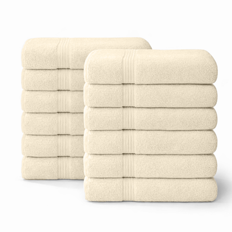 12-Piece-Large Bath Towels - 100% Cotton, 550 GSM, Luxurious and Absorbent