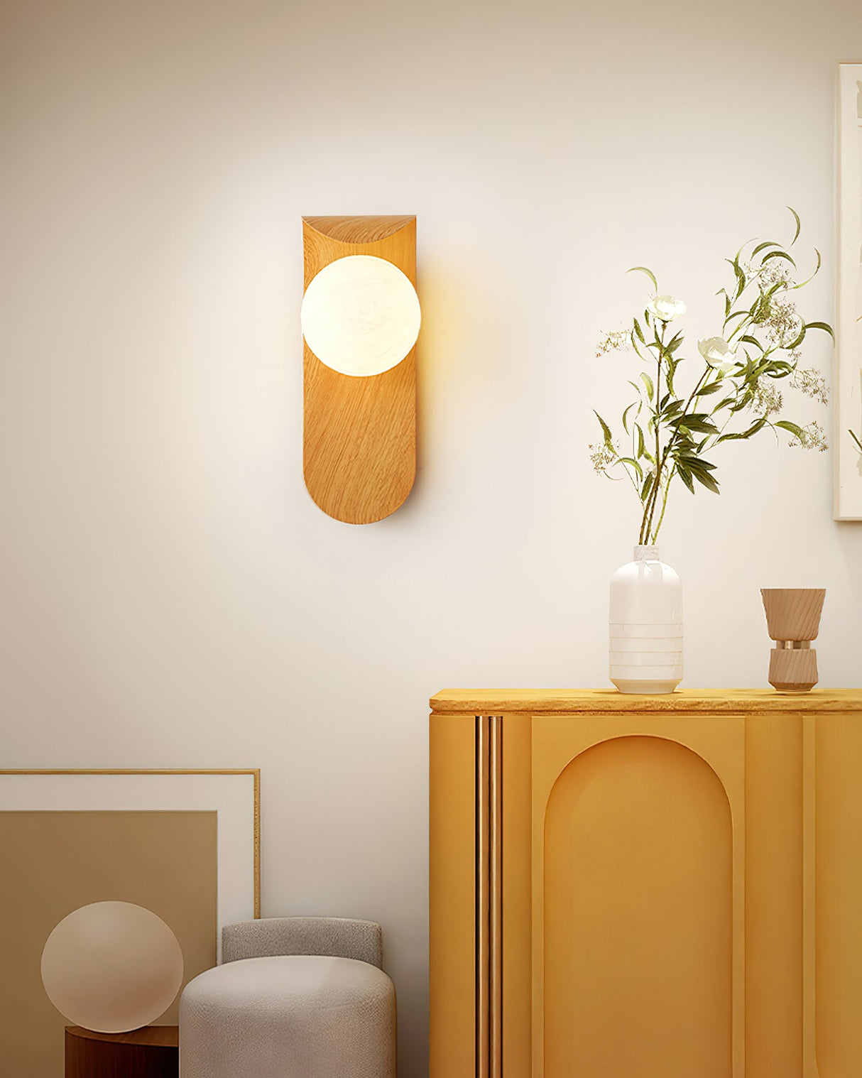 Modern Minimalist Frosted Glass Wall Sconce Metal