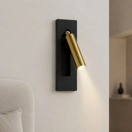 Black and copper reading wall light shown as a single mounted unit