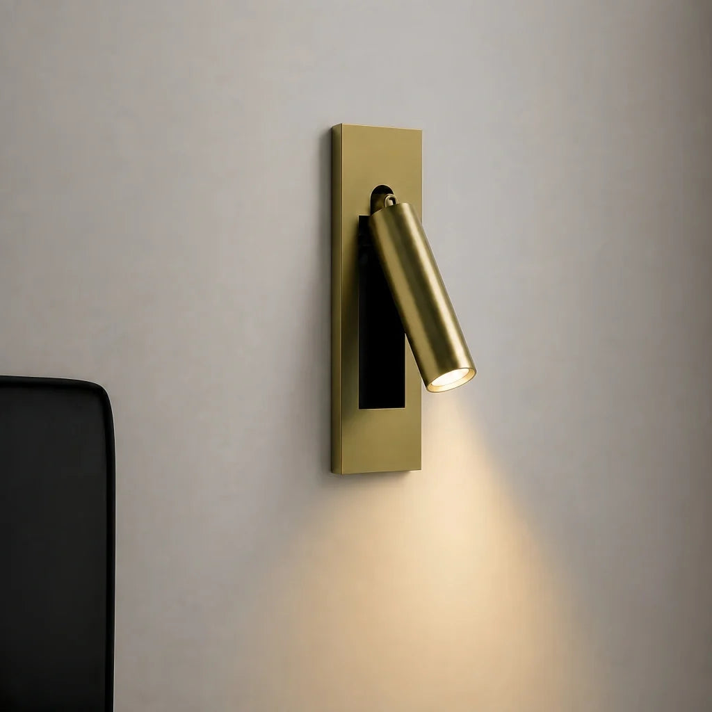 Copper finish reading wall light shown as a single mounted unit