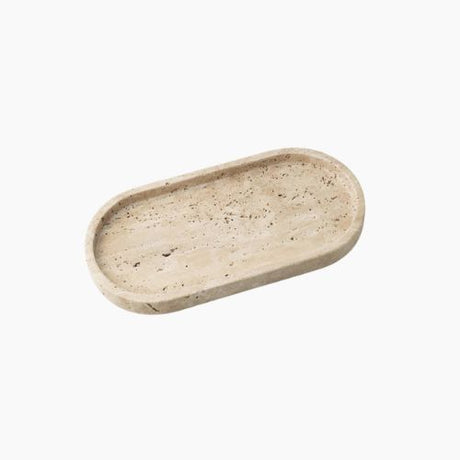 Travertine Stone Tray - Minimalist Organizer for Perfume, Candles and Jewelry