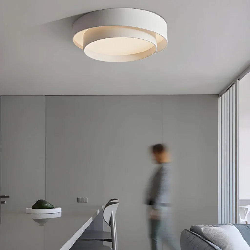 Disc ceiling light seen from an angle
