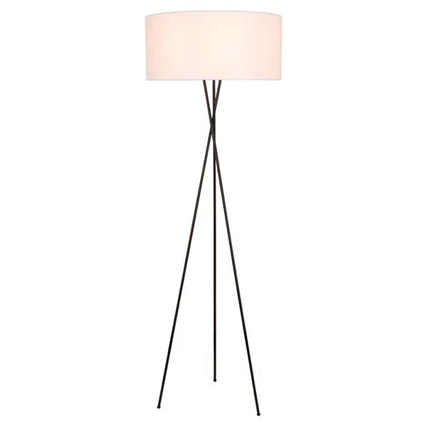 Elegant Lighting Cason Tripod Floor Lamp with Linen Drum Shade
