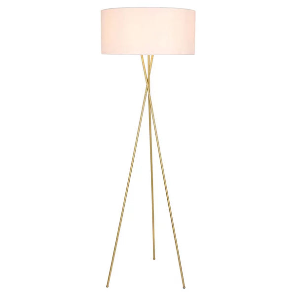 Elegant Lighting Cason Tripod Floor Lamp with Linen Drum Shade