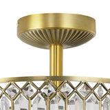 Eamon Luxury Carved Crystal Drum Semi Flush Chandelier Elegant Pendant Fixture