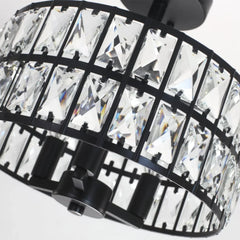 Eamon Luxury Carved Crystal Drum Semi Flush Chandelier Elegant Pendant Fixture