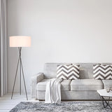 Elegant Lighting Cason Tripod Floor Lamp with Linen Drum Shade