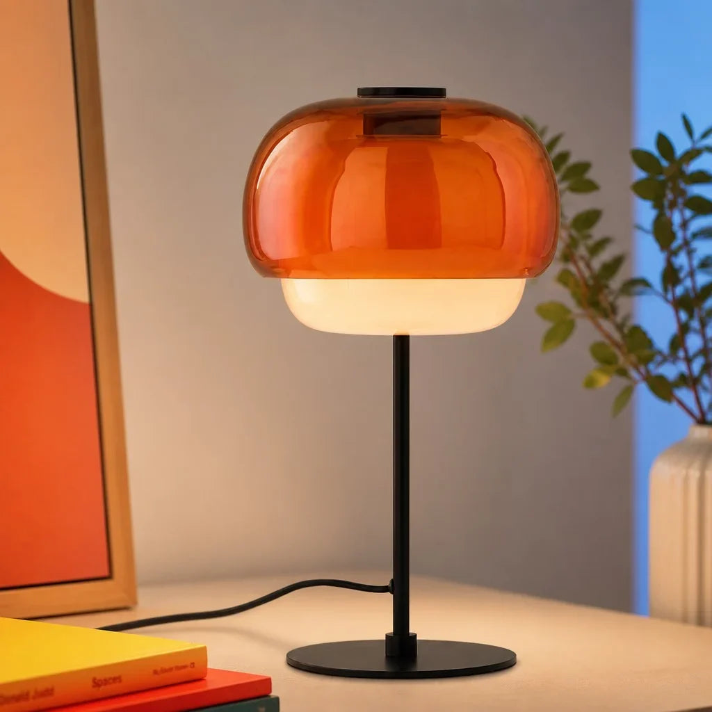 Elvrynor Nordic Colorful Glass Table Lamp Modern Bedside Light