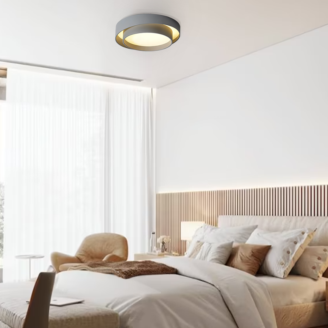 Flint Modern Minimalist Disc Ceiling Lamp Metal Acrylic Integrated LED Flush-Mount