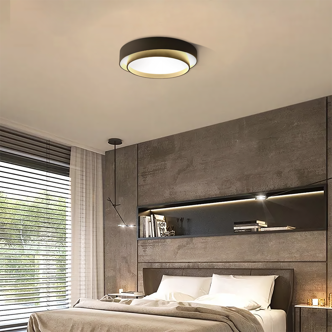 Flint Modern Minimalist Disc Ceiling Lamp Metal Acrylic Integrated LED Flush-Mount