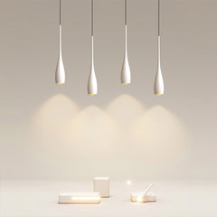 Teardrop pendant light grouped as a decorative lighting arrangement