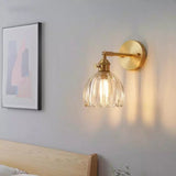 Lotus Wall Lamp Glass Copper E27 Vintage Rotatable Sconce
