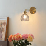 Lotus Wall Lamp Glass Copper E27 Vintage Rotatable Sconce