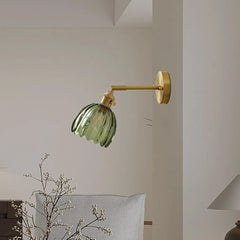 Lotus Wall Lamp Glass Copper E27 Vintage Rotatable Sconce