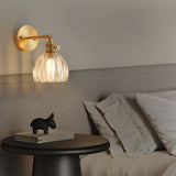 Lotus Wall Lamp Glass Copper E27 Vintage Rotatable Sconce