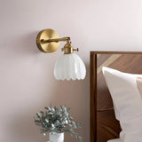 Lotus Wall Lamp Glass Copper E27 Vintage Rotatable Sconce