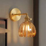 Lotus Wall Lamp Glass Copper E27 Vintage Rotatable Sconce
