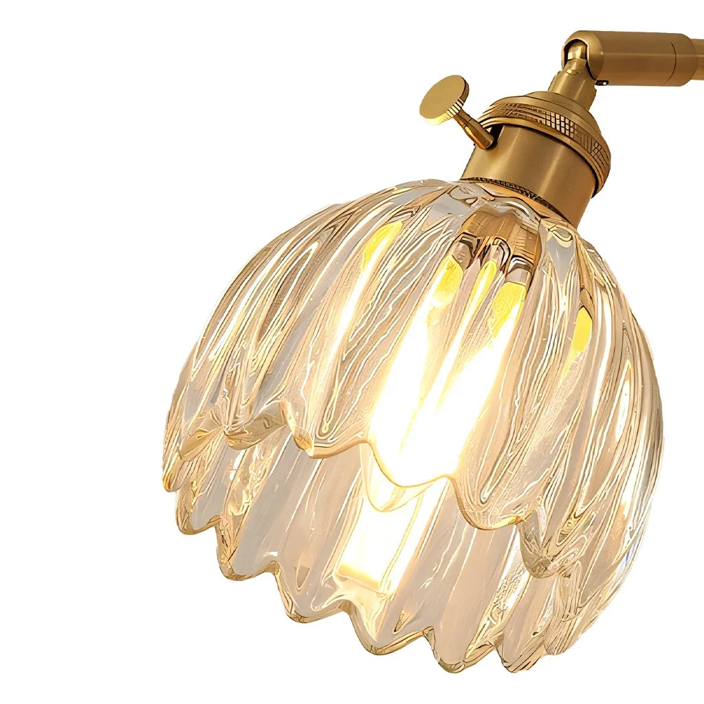 Lotus Wall Lamp Glass Copper E27 Vintage Rotatable Sconce