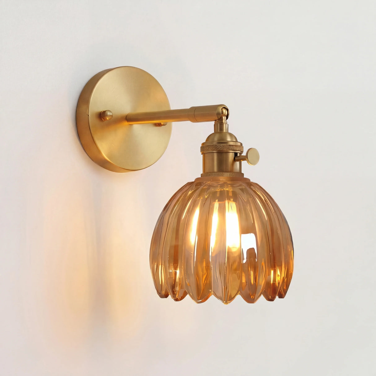 Lotus Wall Lamp Glass Copper E27 Vintage Rotatable Sconce