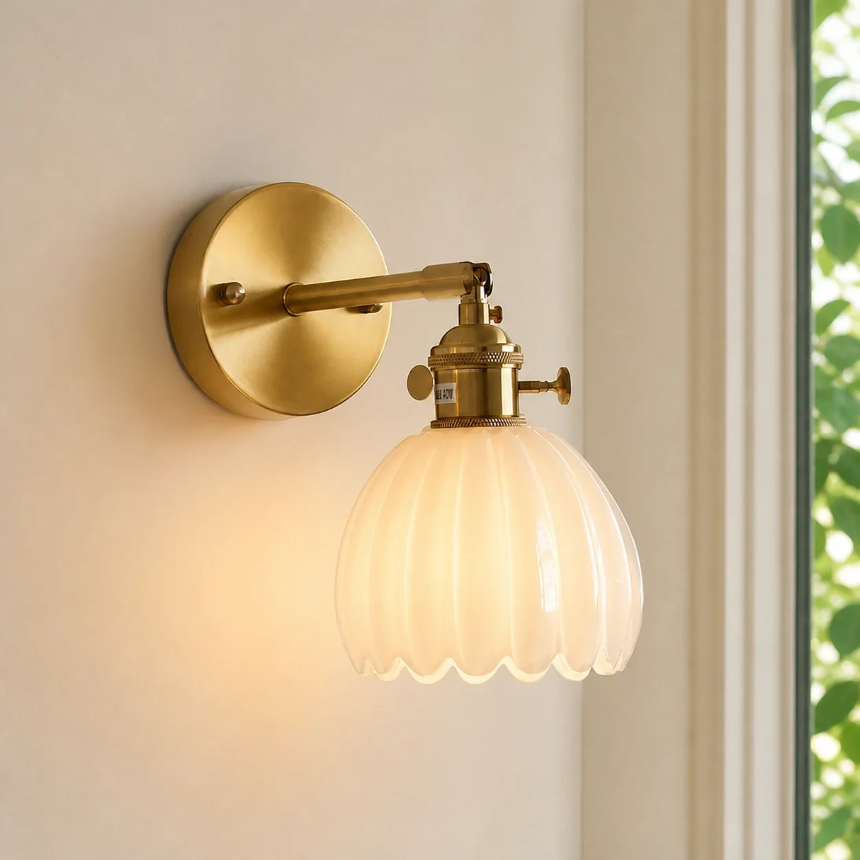 Lotus Wall Lamp Glass Copper E27 Vintage Rotatable Sconce