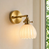 Lotus Wall Lamp Glass Copper E27 Vintage Rotatable Sconce