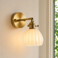 Lotus Wall Lamp Glass Copper E27 Vintage Rotatable Sconce