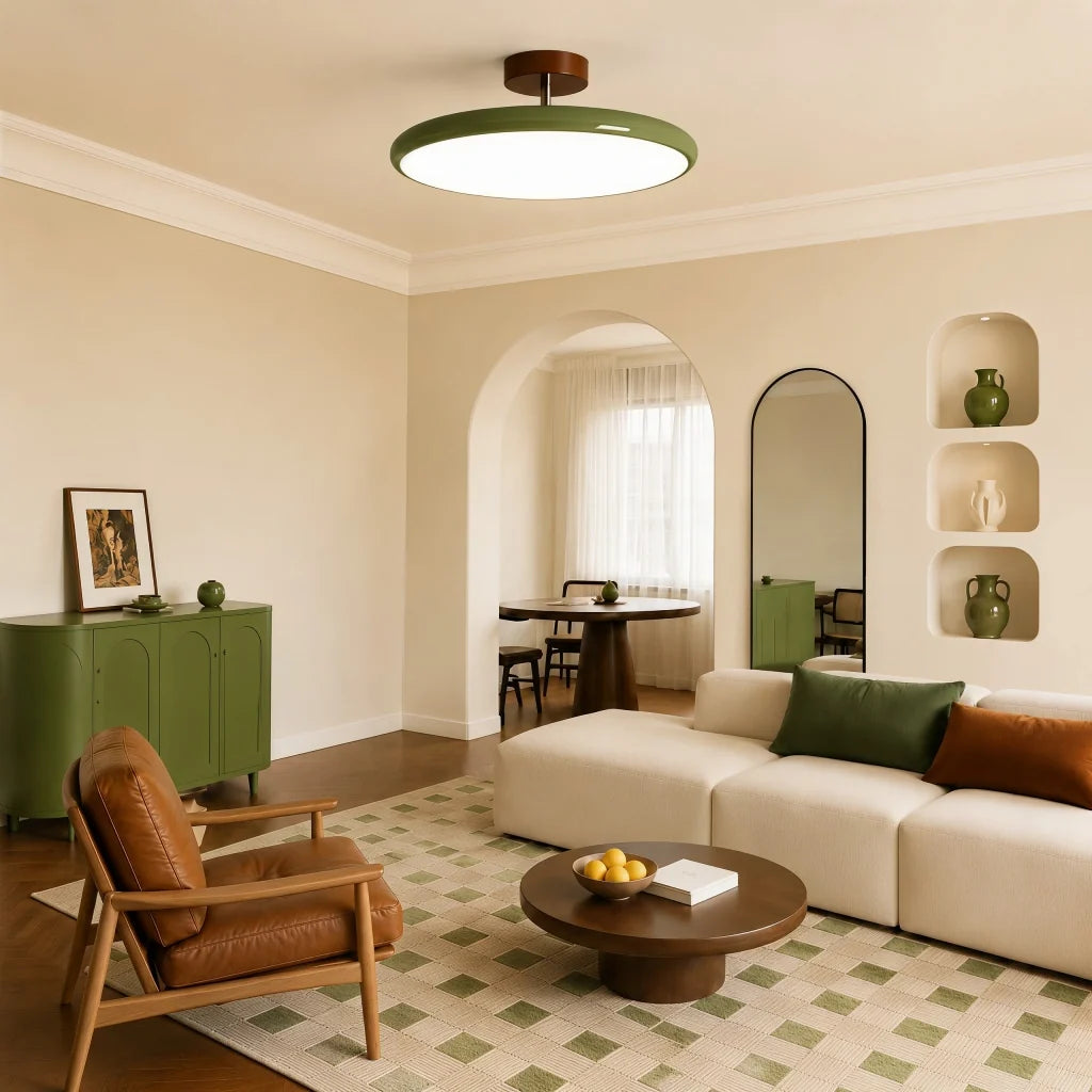 Circular ceiling light seen from below