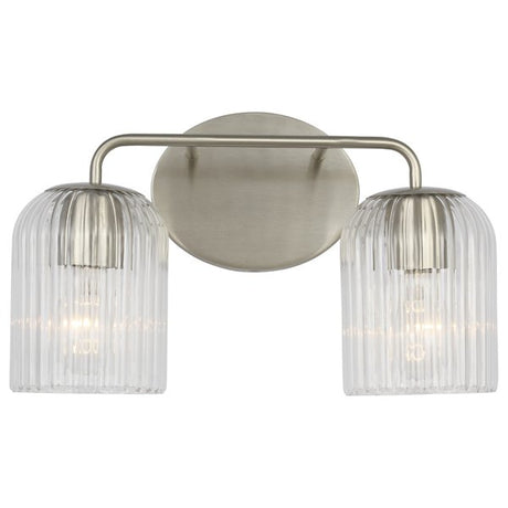 Eisele 2-Light Ribbed Glass Vanity Light Oval Backplate