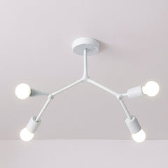 Branch Ceiling Light Molecular Iron Arms Exposed Bulbs Flush Mount