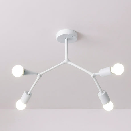 Branch Ceiling Light Molecular Iron Arms Exposed Bulbs Flush Mount