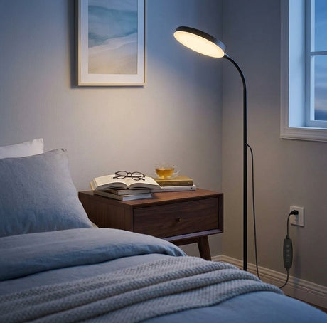 Adjustable LED Reading Floor Lamp with Gooseneck Arm and Remote