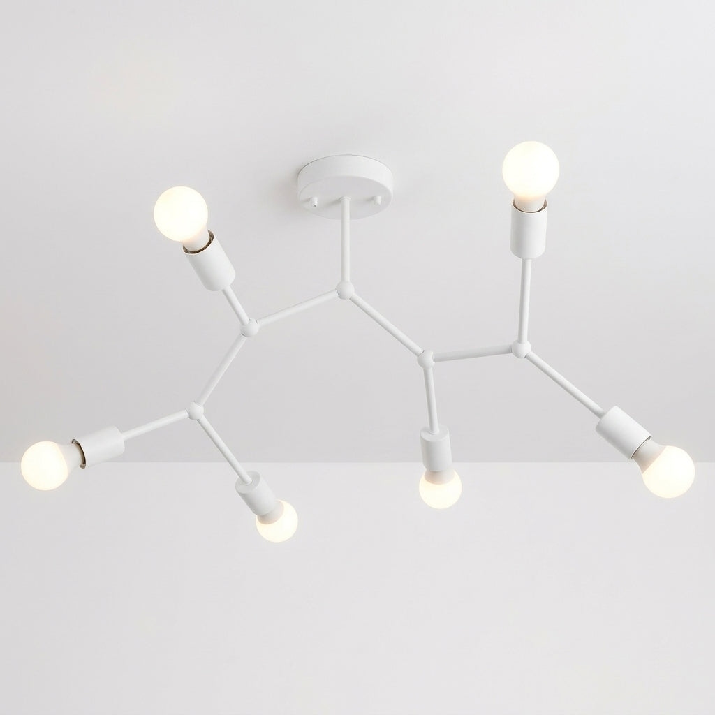 Branch Ceiling Light Molecular Iron Arms Exposed Bulbs Flush Mount
