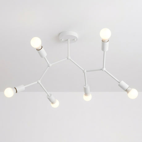 Branch Ceiling Light Molecular Iron Arms Exposed Bulbs Flush Mount