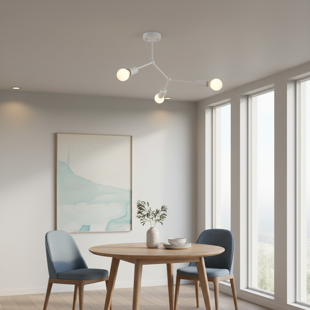 Branch Ceiling Light Molecular Iron Arms Exposed Bulbs Flush Mount
