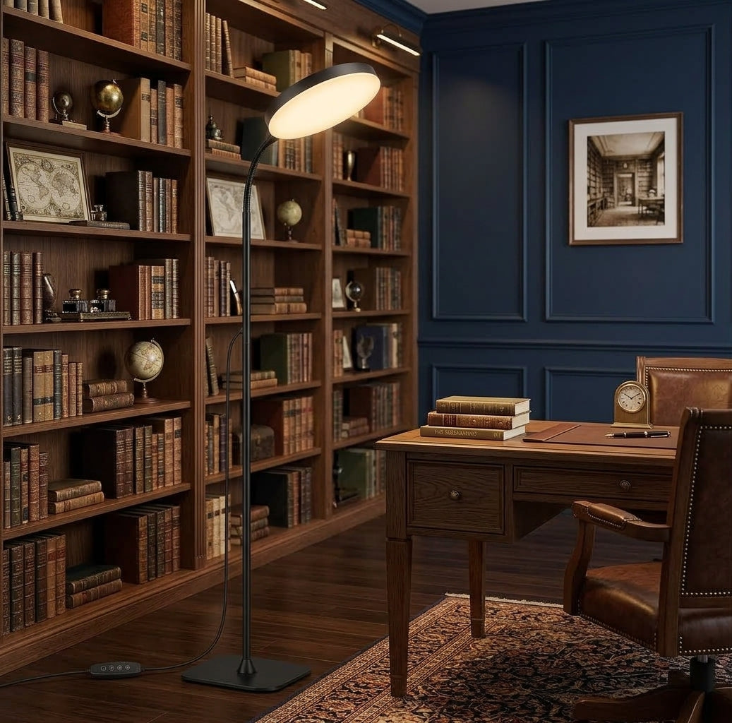 Adjustable LED Reading Floor Lamp with Gooseneck Arm and Remote