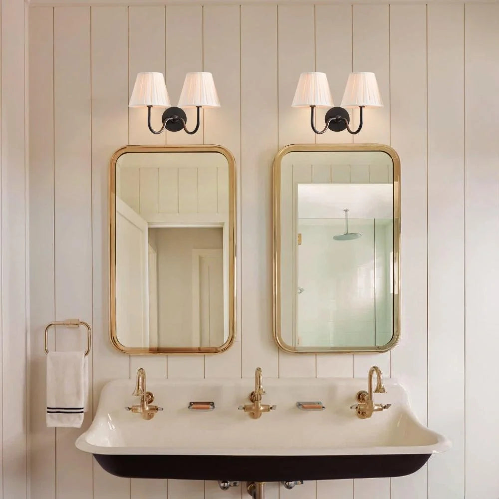 Bronze-finish rustic wall sconce with pleated shade and vintage styling, green shade detail shot 24