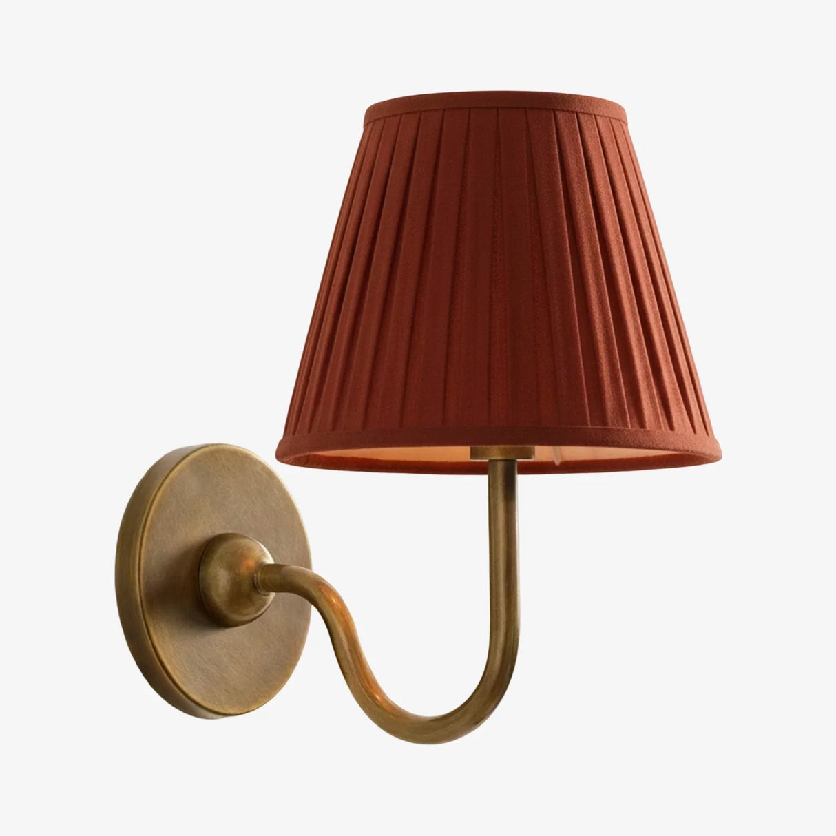 Chrome-finish wall sconce with pleated linen shade and slim curved arm, mustard yellow shade catalogue image 40