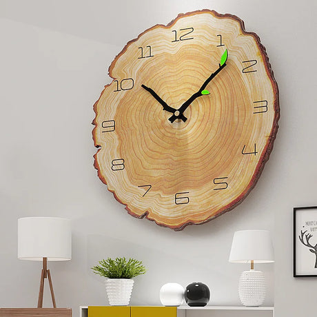 Vintage Bamboo Wooden Wall Clock Retro Rustic 12-inch Home Decor