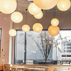 Rice Paper Pendant Light Wabi Sabi Round Modern White