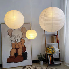 Rice Paper Pendant Light Wabi Sabi Round Modern White