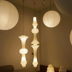 Rice Paper Pendant Light Wabi Sabi Round Modern White